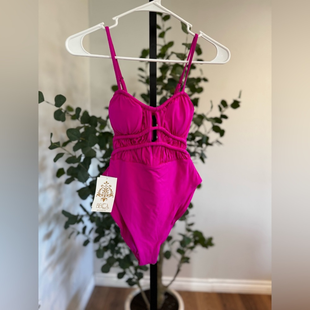 NWT BECCA ONE PIECE HOT PINK BATHING SUIT
